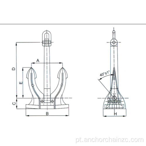 Navio marinho aço carbono M Tipo Spek Anchor